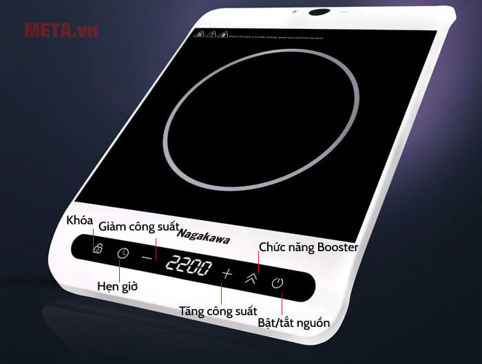 Bảng điều khiển của bếp điện từ Nagakawa NAG0712