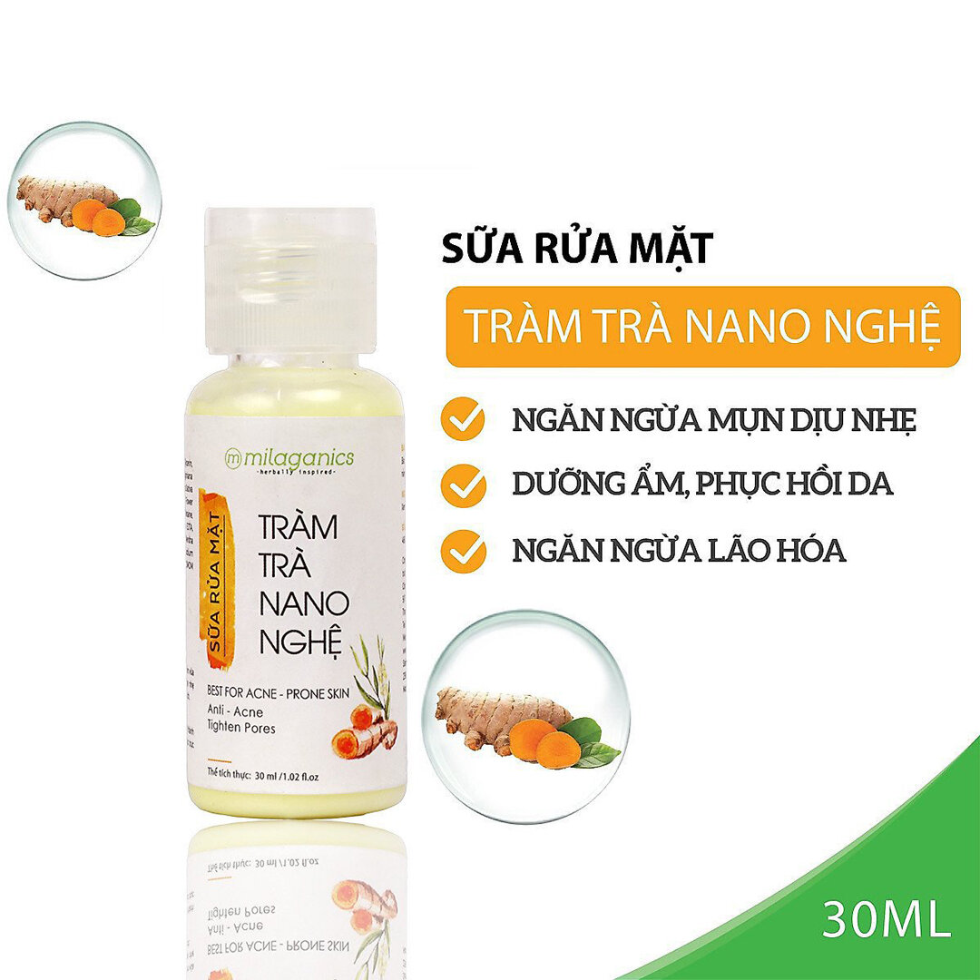 Sữa Rửa Mặt Milaganics Tràm Trà Nano Nghệ Ngừa Mụn