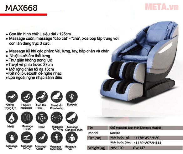 Ghế massage toàn thân Maxcare Max 668