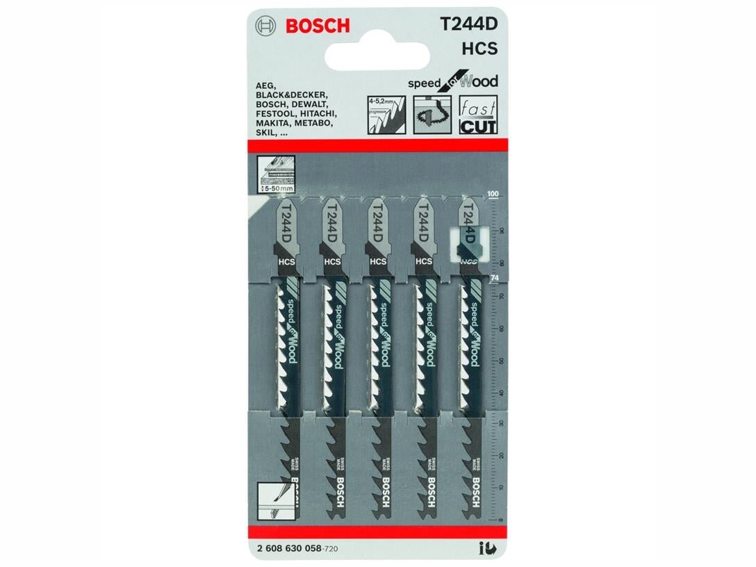 Bộ 5 lưỡi cưa lọng Bosch gỗ T 144 D - 2608630040