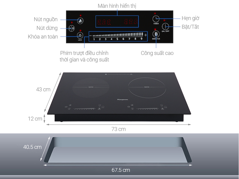 Bếp từ đôi Kangaroo KG855i