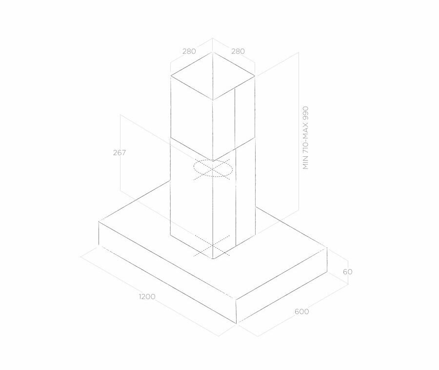 Bản vẽ kỹ thuật máy hút mùi đảo ELICA TOP ISLAND IXBL/A/120