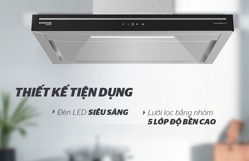 Máy hút mùi Sunhouse Mama MMB6816 công suất hút mạnh mẽ, khử mùi hiệu quả