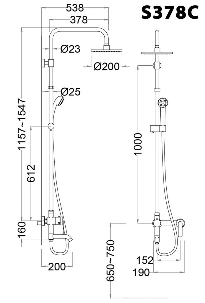 Bản vẽ kỹ thuật Bộ Sen Cây nóng lạnh Caesar S378C