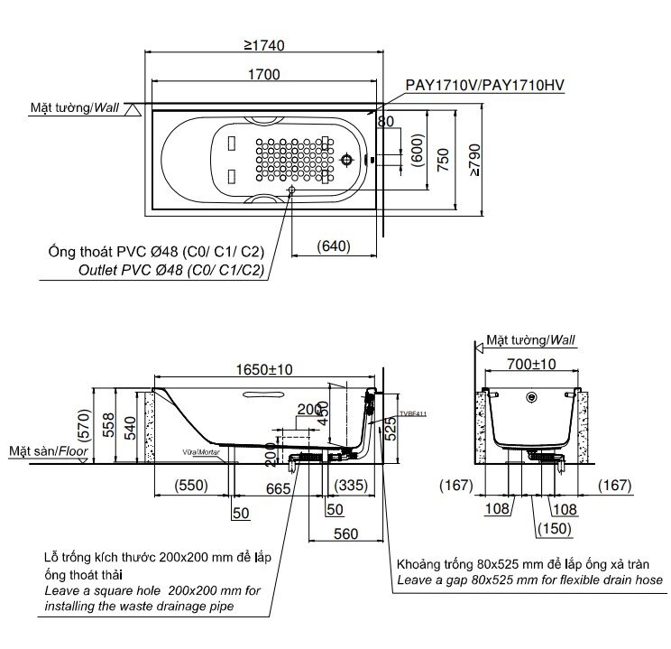 Bồn Tắm TOTO PAY1710HV