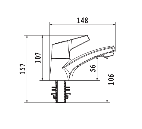 Bản vẽ kỹ thuật vòi lavabo American Standard W.126 (Tay gạt)