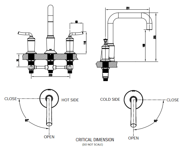 Bản Vẽ Kỹ Thuật Vòi Bồn Tắm Nằm Nóng Lạnh 4 Lỗ MOEN Neo Classic 16272