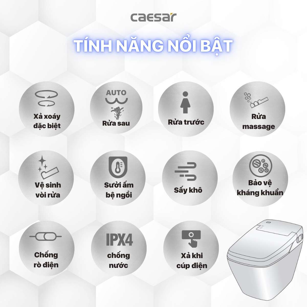 Bồn cầu điện tử thông minh CAESAR CA1380H