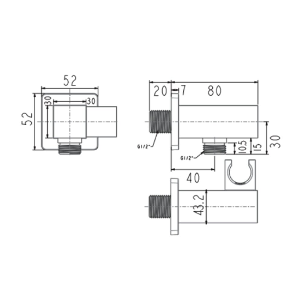 Bản vẽ kỹ thuật gác sen vuông American Standard FFAS9143