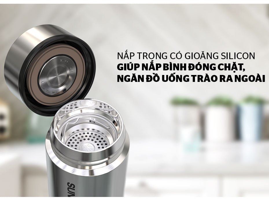 bình giữ nhiệt Sunhouse KS-TU450I có nắp bình rất kín 