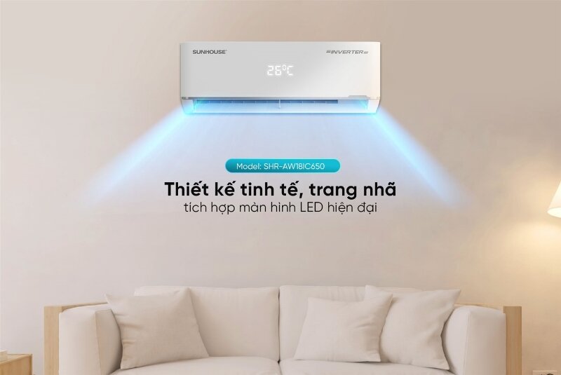 Điều hòa Sunhouse Inverter 18000 BTU 1 chiều SHR-AW18IC650 gas R-32
