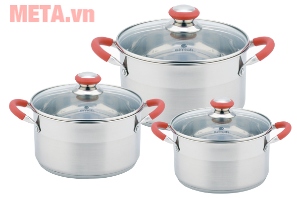 Bộ nồi inox 5 đáy Elmich EL-3336 gồm 3 chiếc Bộ nồi inox