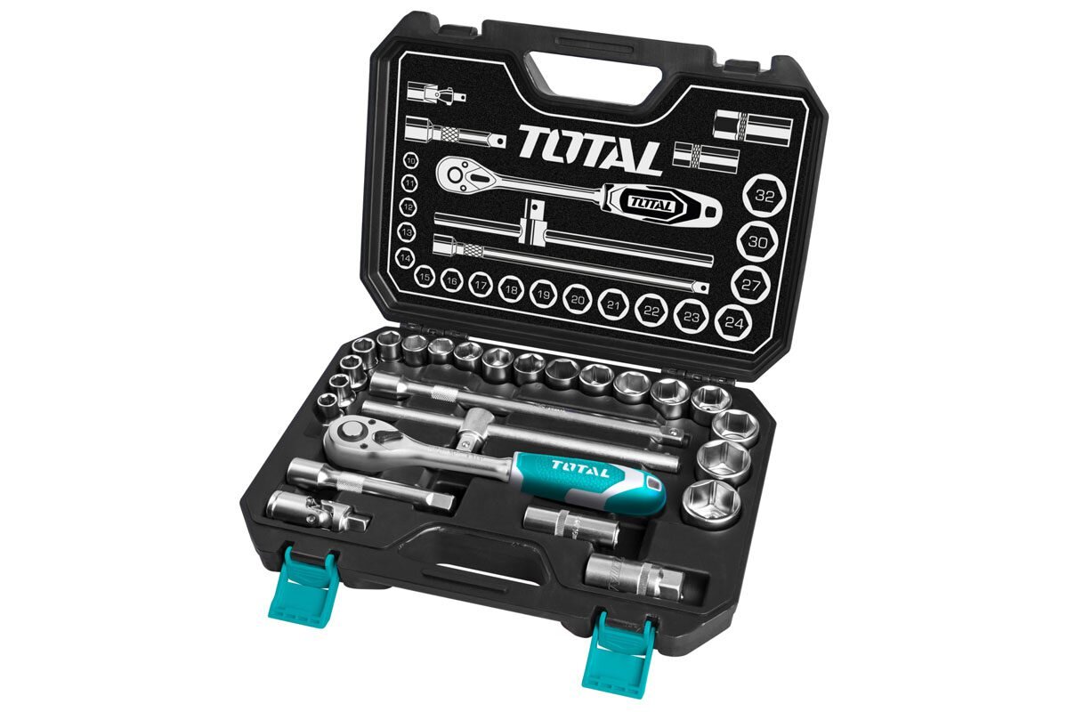 Bộ 25 cái socket 1/2 in và cần 2 chiều Total THT121251