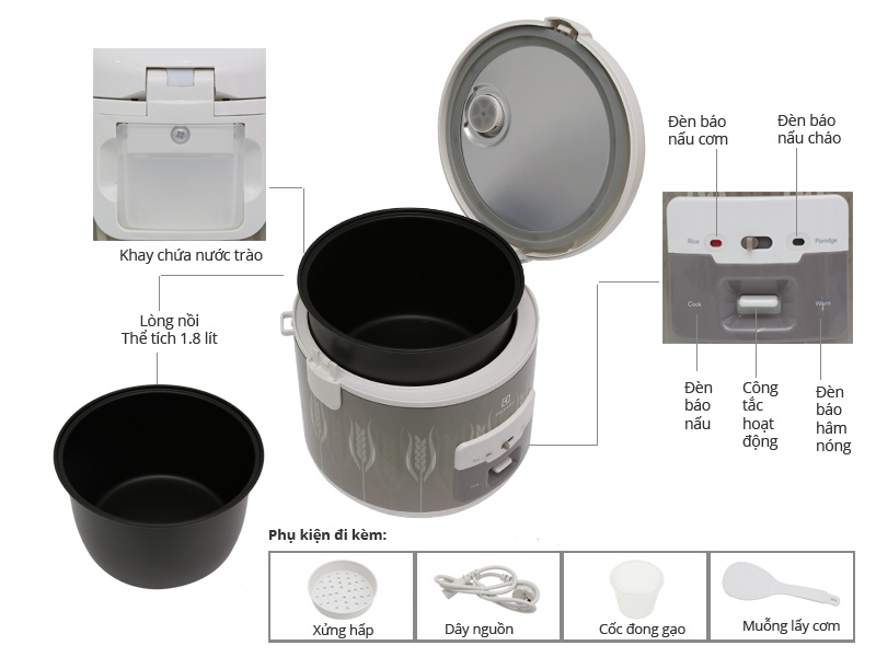Nồi cơm điện cao cấp Electrolux 1.8L  ERC2200