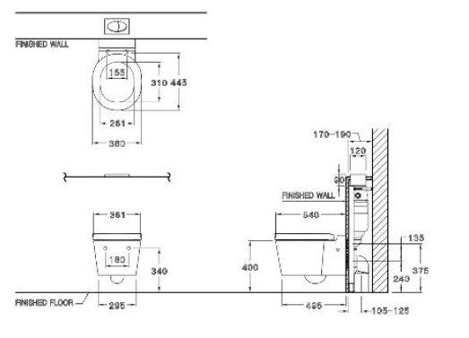 Bản vẽ kỹ thuật bồn cầu treo tường xả thẳng SC198817(T)