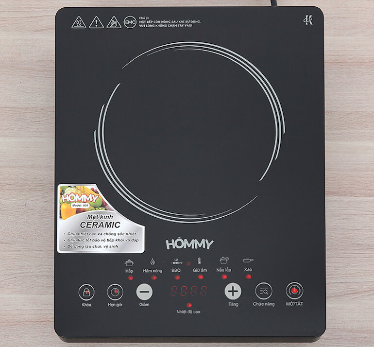 Bếp hồng ngoại dương 1 vùng nấu Hommy 809