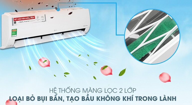 Điều hoà LG Inverter 24000 BTU 1 chiều V24ENF1N có trang bị tính năng lọc khí hiện đại 