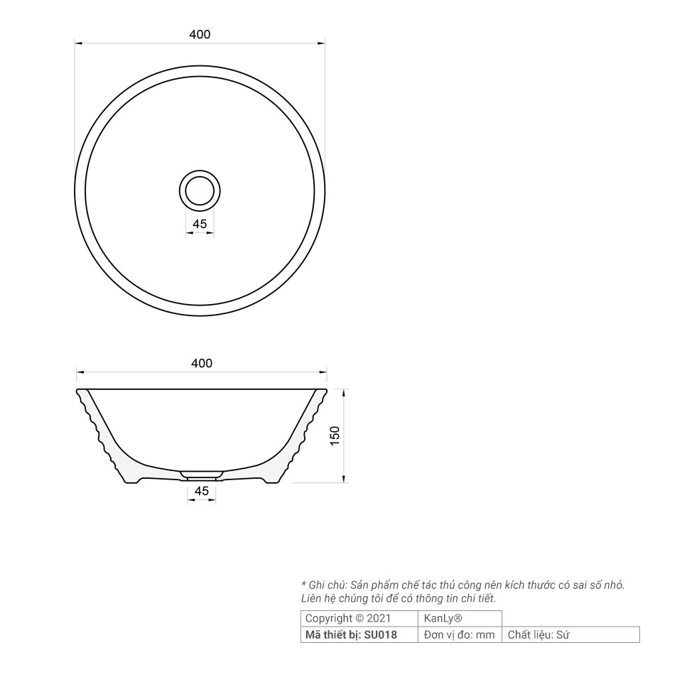Chậu rửa mặt lavabo sứ hoa văn Kanly SU018