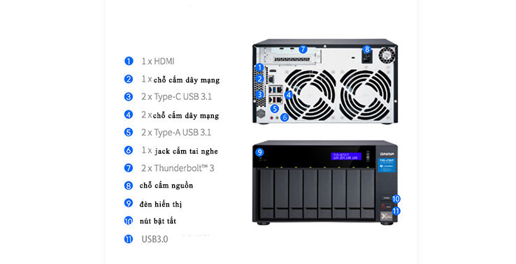 Ổ lưu trữ mạng NAS Qnap TVS-872XT-I5-16G