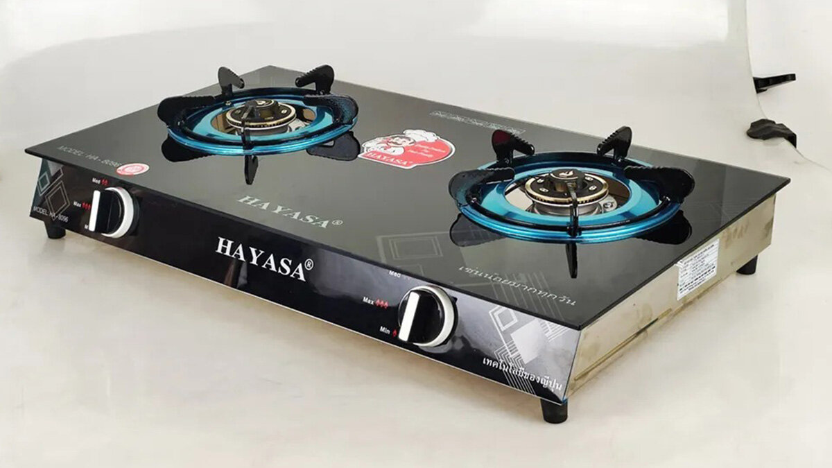 Bếp gas đôi dương kính Hayasa HA-8096 có thiết kế hiện đại 