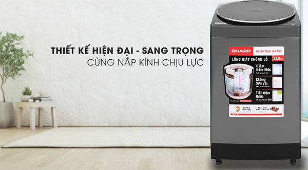 Máy thiết kế hiện đại, sang trọng Sharp 9.5 kg ES-W95HV-S