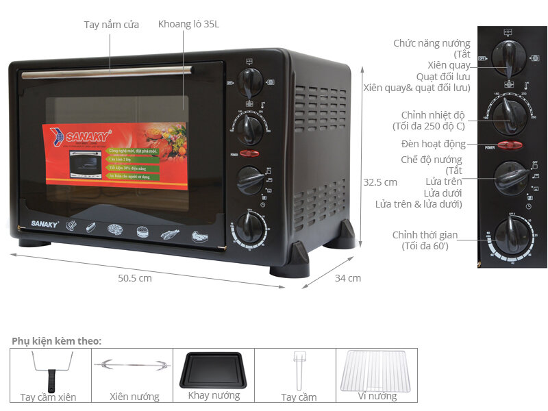Lò nướng Sanaky VH359S 35 lít