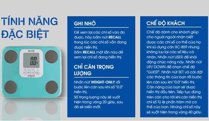 Cân sức khỏe và phân tích cơ thể Tanita BC-859