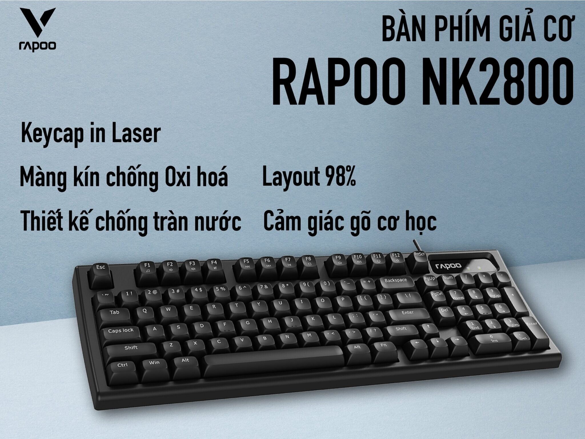 Bàn phím giả cơ gaming Rapoo NK2800 Black 1