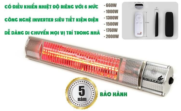 Đèn sưởi nhà tắm không chói mắt có điều khiển Heizen HEIT-R