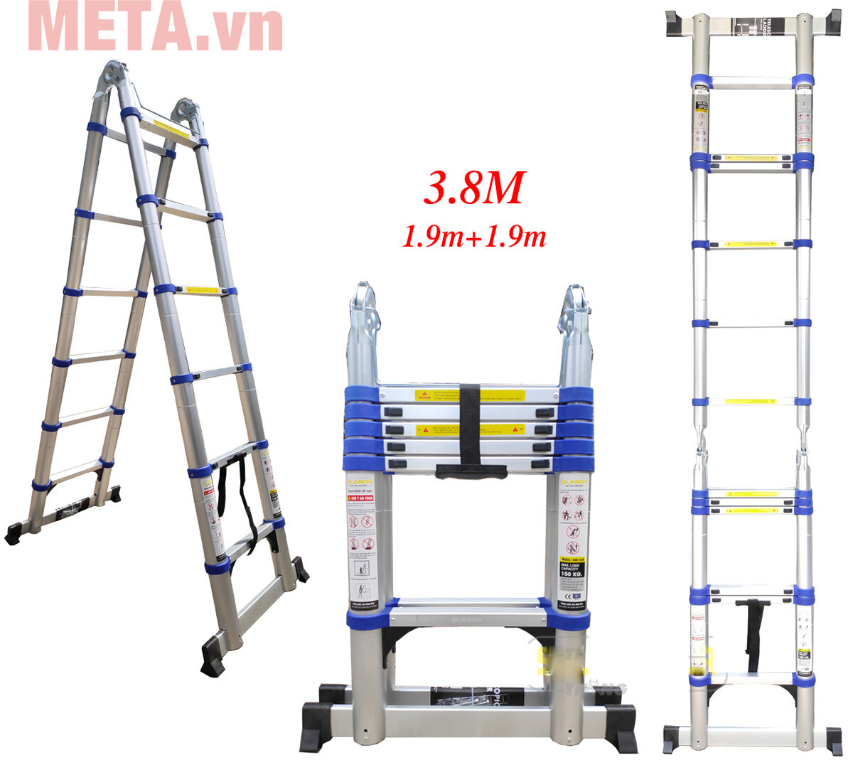 Thang nhôm rút đôi Sumika SKB380D (màu xanh)