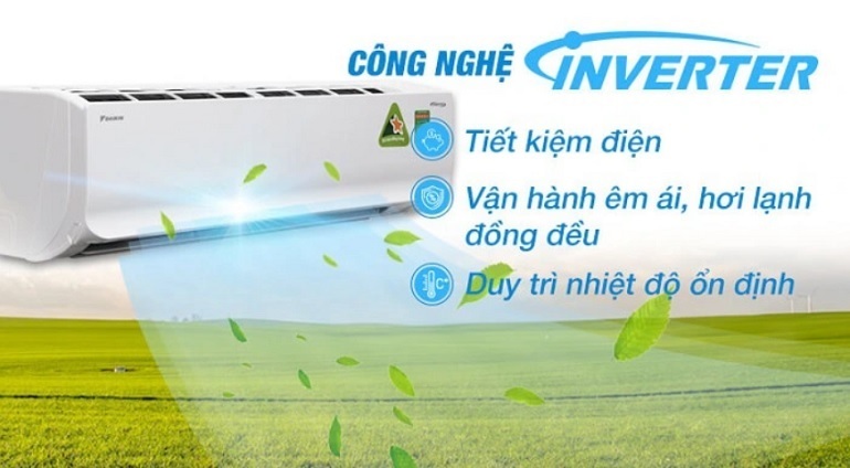 Điều hòa Daikin Inverter 12000 BTU 2 chiều FTXM35XVMV/RXM35XVMV gas R-32 3 Điều hòa Daikin FTXM35XVMV/RXM35XVMV trang bị công nghệ inverter tiết kiệm điện