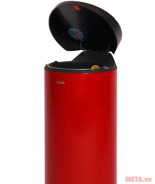 Thùng rác inox đạp tròn lớn Fitis RPL1-906 15 lít (đỏ)