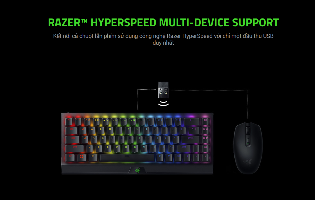 Bàn phím cơ không dây Razer Blackwidow V3 Mini Hyperspeed Phantom Pudding Green sw (RZ03-03892000-R3M1) 5