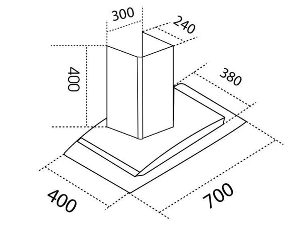 Kích thước lắp đặt máy hút mùi D'mestik ML1070 DMK Kích thước lắp đặt máy hút mùi D'mestik ML1070 DMK