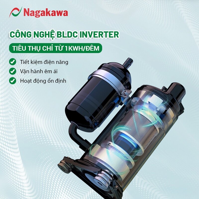 Điều hòa Nagakawa 9000 BTU 1 chiều inverter NIS-C09R2H10 tiết kiệm điện