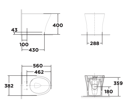 Bản vẽ kỹ thuật bồn cầu đặt sàn American Standard VF-2141S / VF-2141P