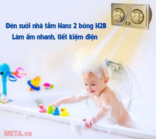 Đèn sưởi nhà tắm Hans 2 bóng H2B