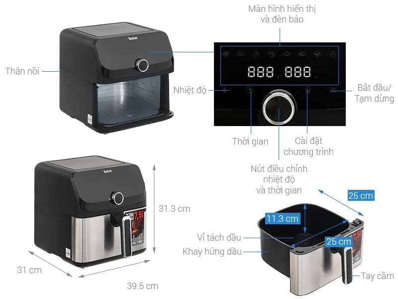 Tổng quan nồi chiên không dầu điện tử Tefal EY855D68 Tổng quan nồi chiên không dầu điện tử Tefal EY855D68