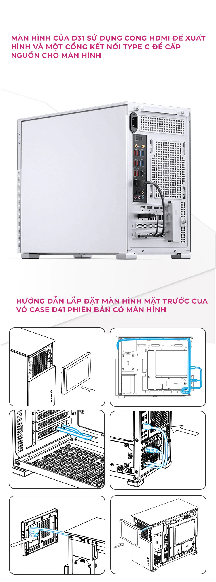 Vỏ case Jonsbo D41 STD White ( Mid Tower/Màu Trắng)