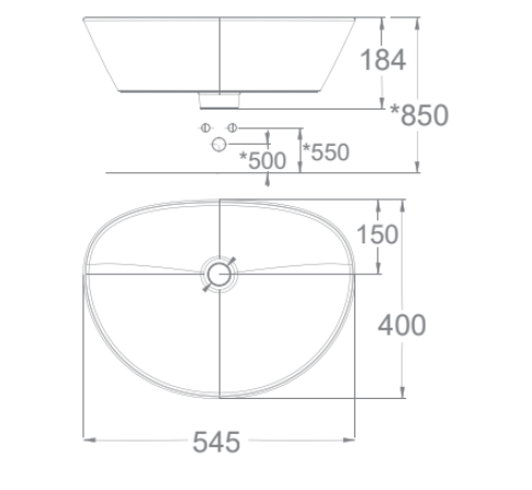 Bản vẽ kỹ thuật chậu rửa mặt Lavabo đặt bàn AMERICAN STANDARD WP-F633