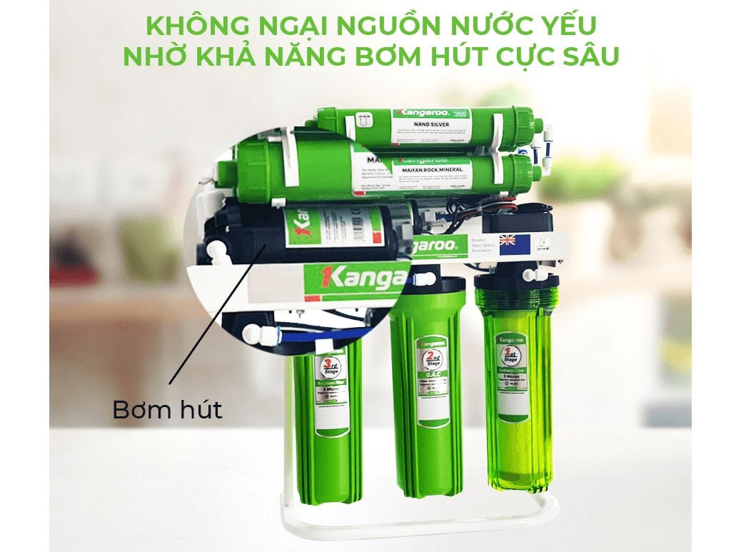 Máy lọc nước RO Kangaroo KGRP99 có bơm hút khỏe