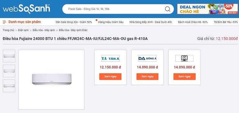 Giá điều hòa Fujiaire FFJW24C-MA-IU/FJL24C-MA-OU phải chăng 