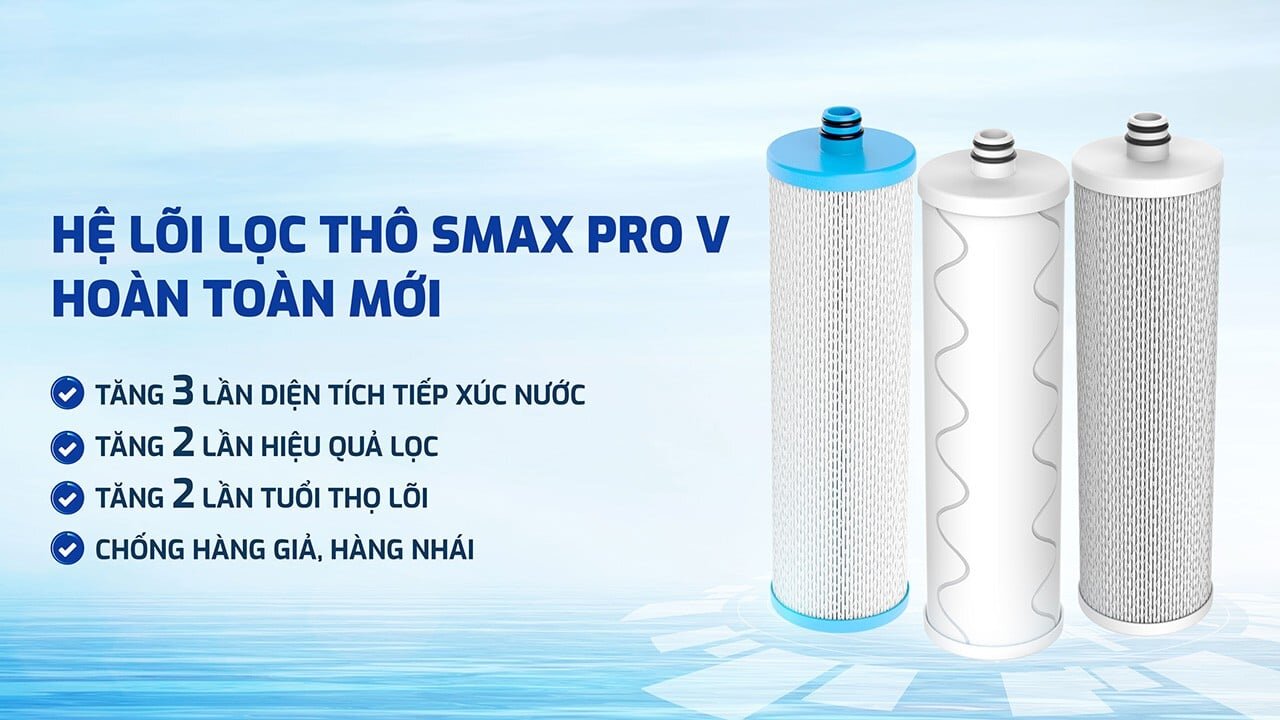Máy lọc nước RO Karofi KAQ-U03 Pro có 3 lõi lọc thô