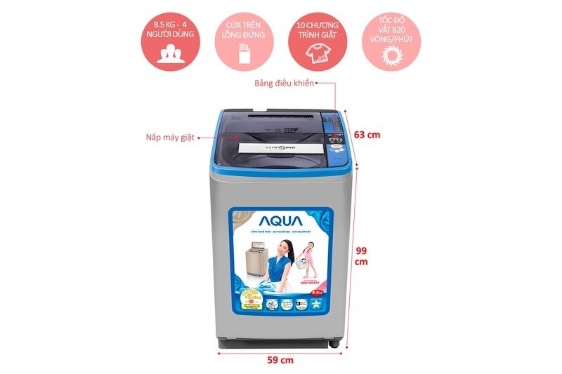 Máy giặt cửa trên Aqua AQW-U850AT