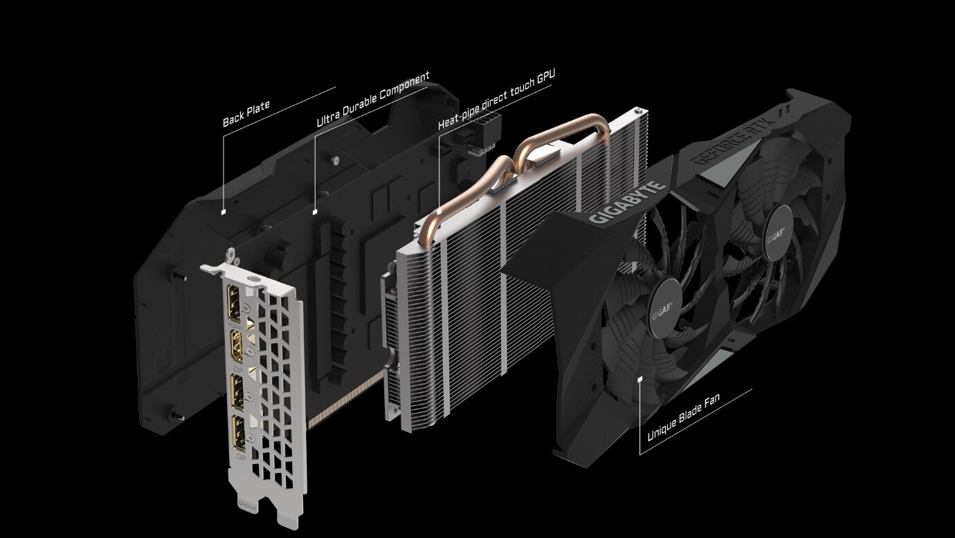 Card màn hình Gigabyte RTX 2060 WINDFORCE OC - 12GD (12GB GDDR6, 192-bit, HDMI+DP, 1x8-pin)