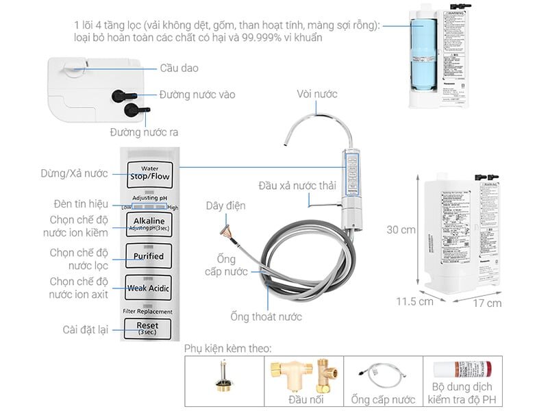 Cấu tạo của máy lọc nước ion kiềm Panasonic TK AB50