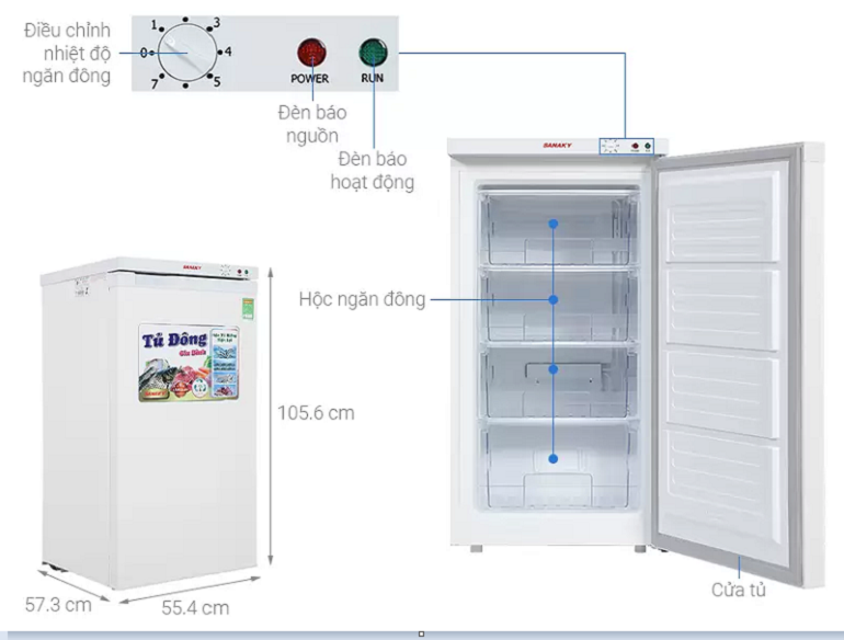 Tủ đông Sanaky inverter 4 ngăn 118 lít VH-160VD3 Tủ đông Sanaky inverter 4 ngăn 118 lít VH-160VD3