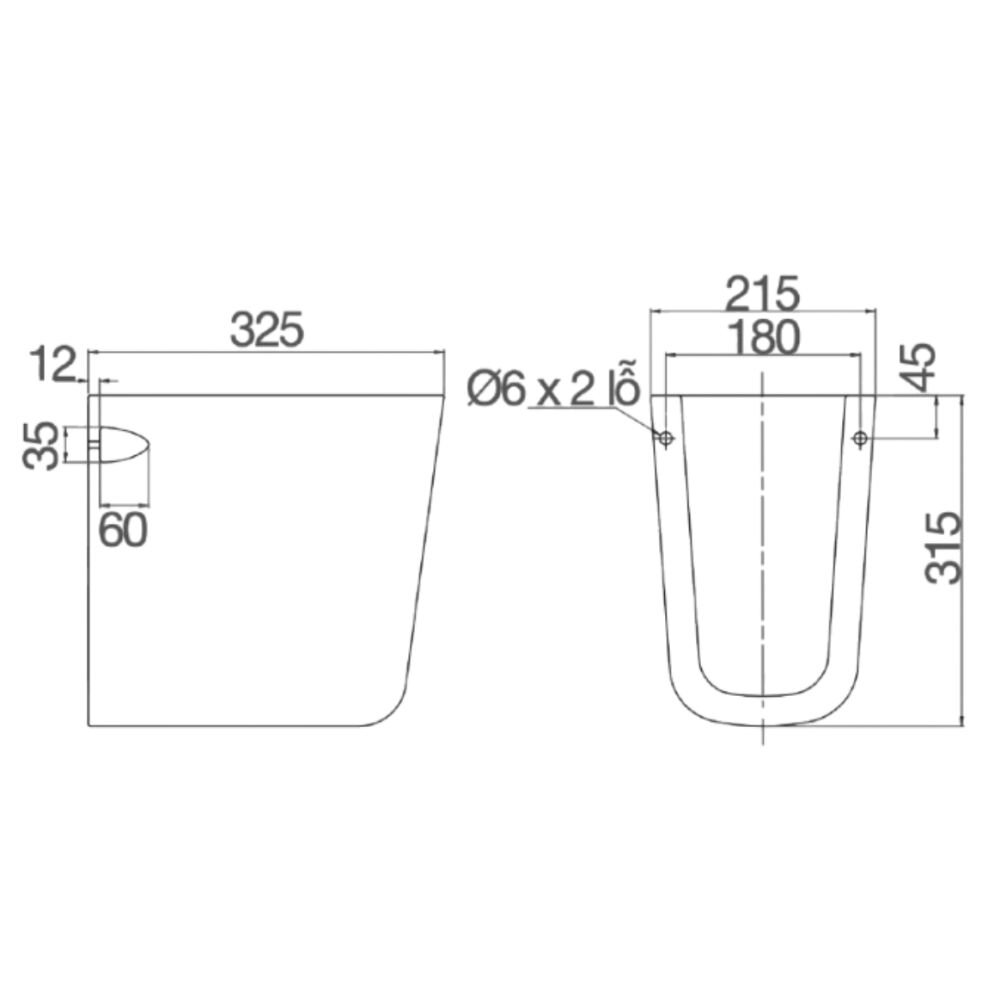 Bản vẽ kỹ thuật chân chậu lavabo lửng Viglacera V23-CHAN