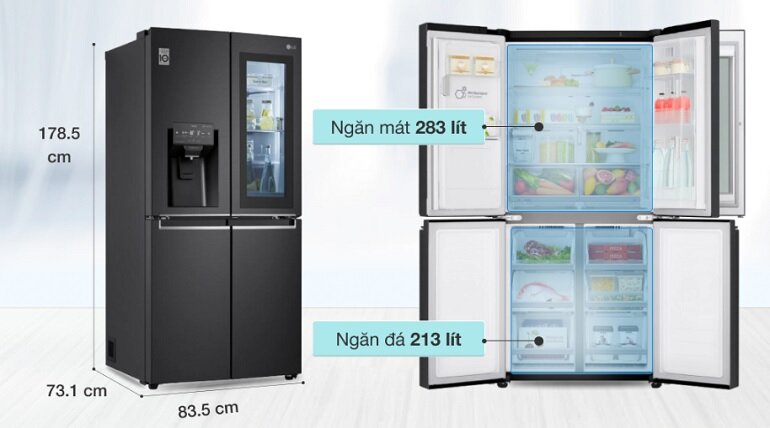 Tủ lạnh LG GR-X22MB 496 lít Inverter có thiết kế mỏng gọn, hiện đại