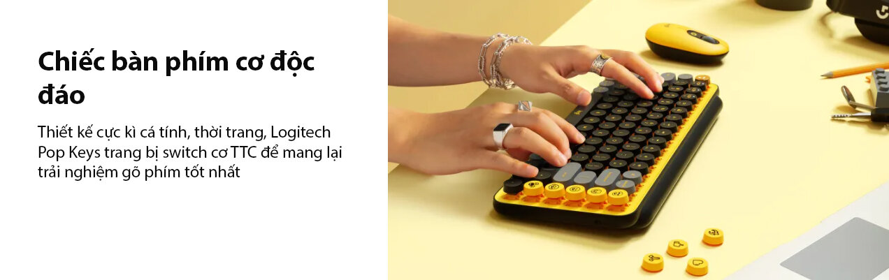 Bàn phím không dây Logitech Pop Keys Blast Yellow (USB/Bluetooth/Vàng-Đen) 3